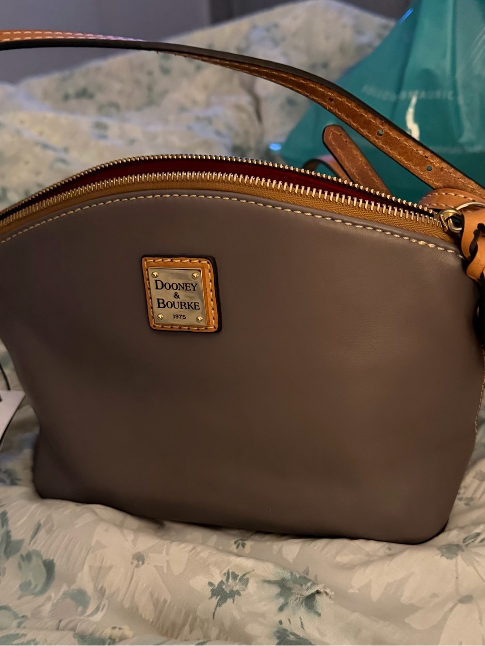 Dooney & Bourke Taupe Dome Crossbody with Tan Trim